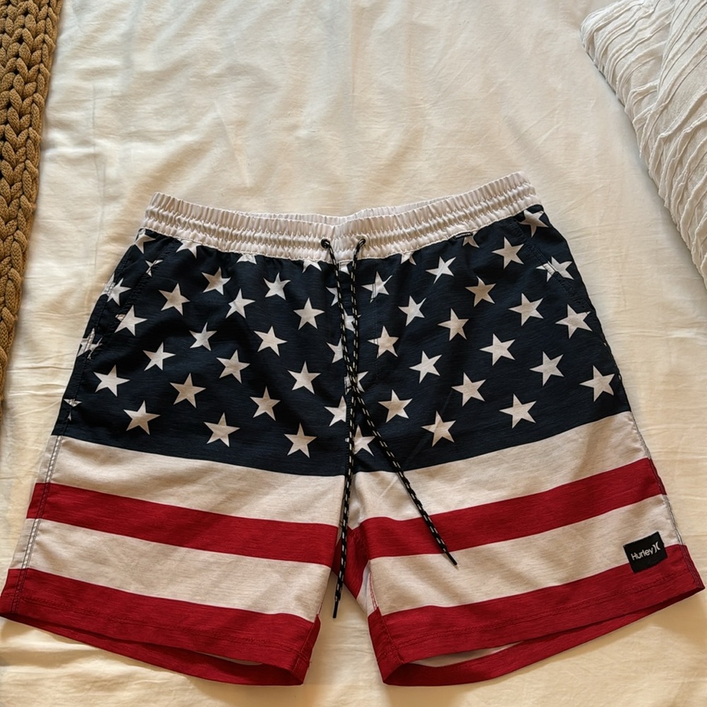 Hurley American flag swim trunks